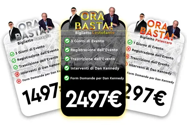 “ORA BASTA! ” di Big Luca e Dan Kennedy, evento del 04/05/06 dicembre 2021